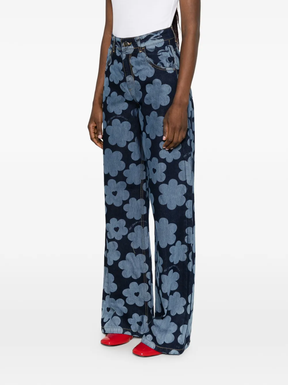  Alessandro Enriquez Vaqueros Con Estampado Floral - Azul 