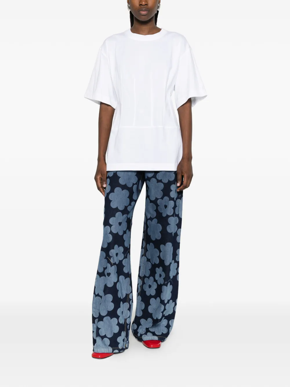  Alessandro Enriquez Vaqueros Con Estampado Floral - Azul 