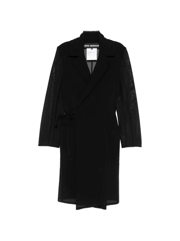 Junya Watanabe Sheer-sleeves Wrap Jacket in Black