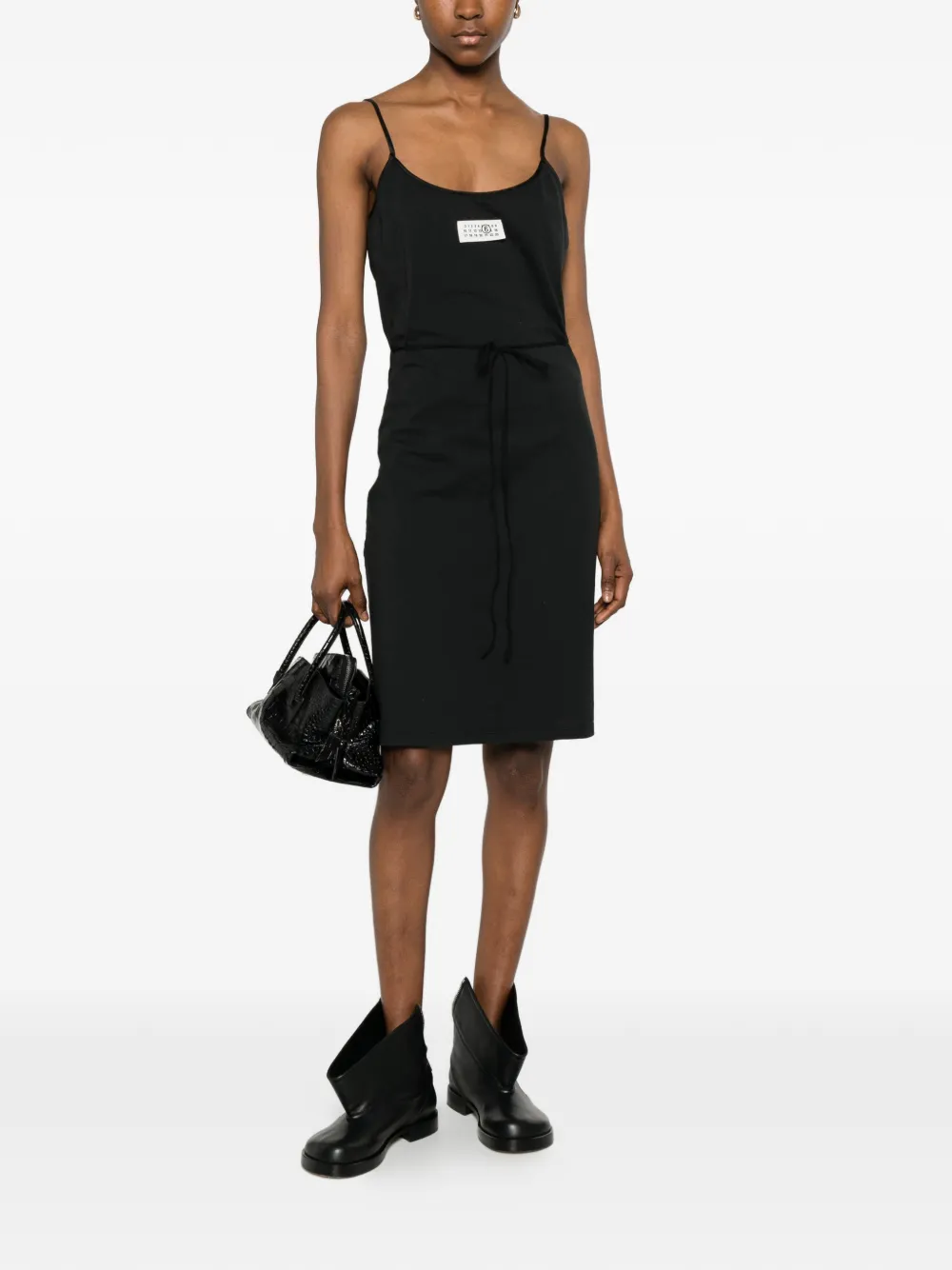 MM6 Maison Margiela Mini-jurk met spaghettibandjes en logo-detail Zwart