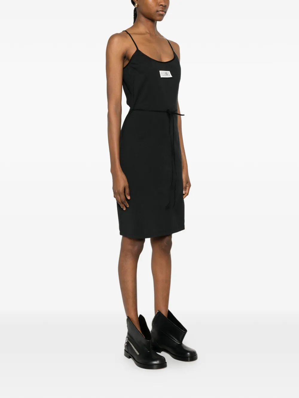 MM6 Maison Margiela Mini-jurk met spaghettibandjes en logo-detail Zwart