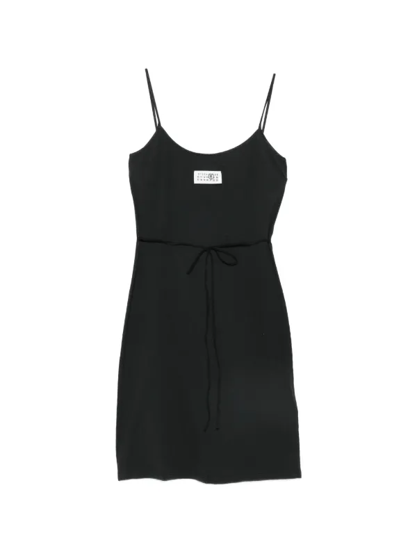 MM6 Maison Margiela Spaghetti-strap Logo-detail Mini Dress in Black