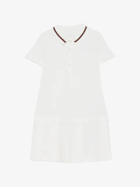 Gucci Kids striped-collar pleated dress