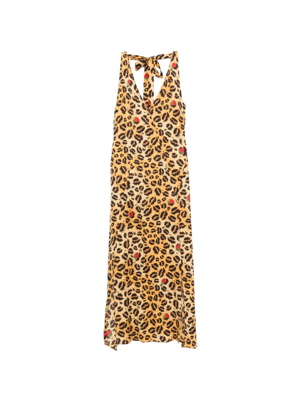 alessandro enriquez animal-print tie-neck maxi dress - Giallo