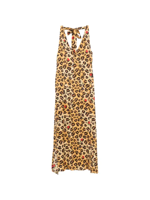 alessandro enriquez animal-print tie-neck maxi dress