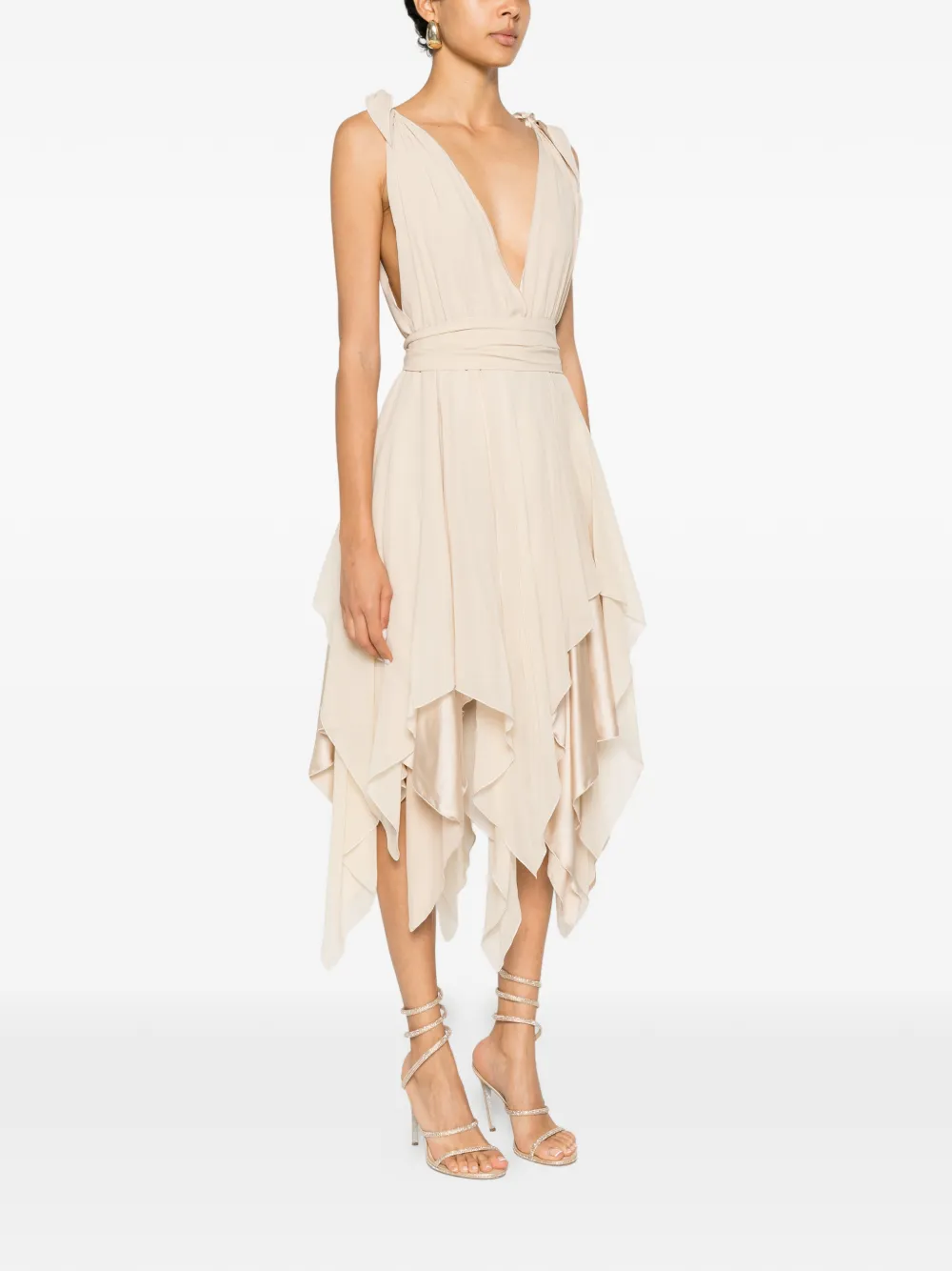Stephan Janson Midi-jurk met V-hals Beige