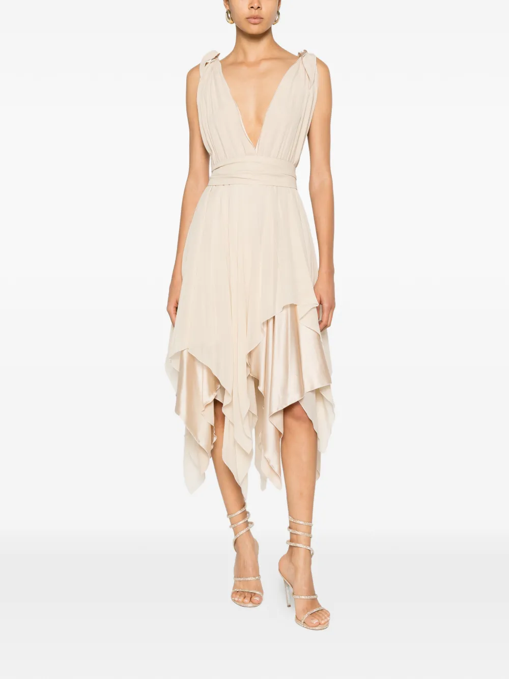 Stephan Janson Midi-jurk met V-hals Beige