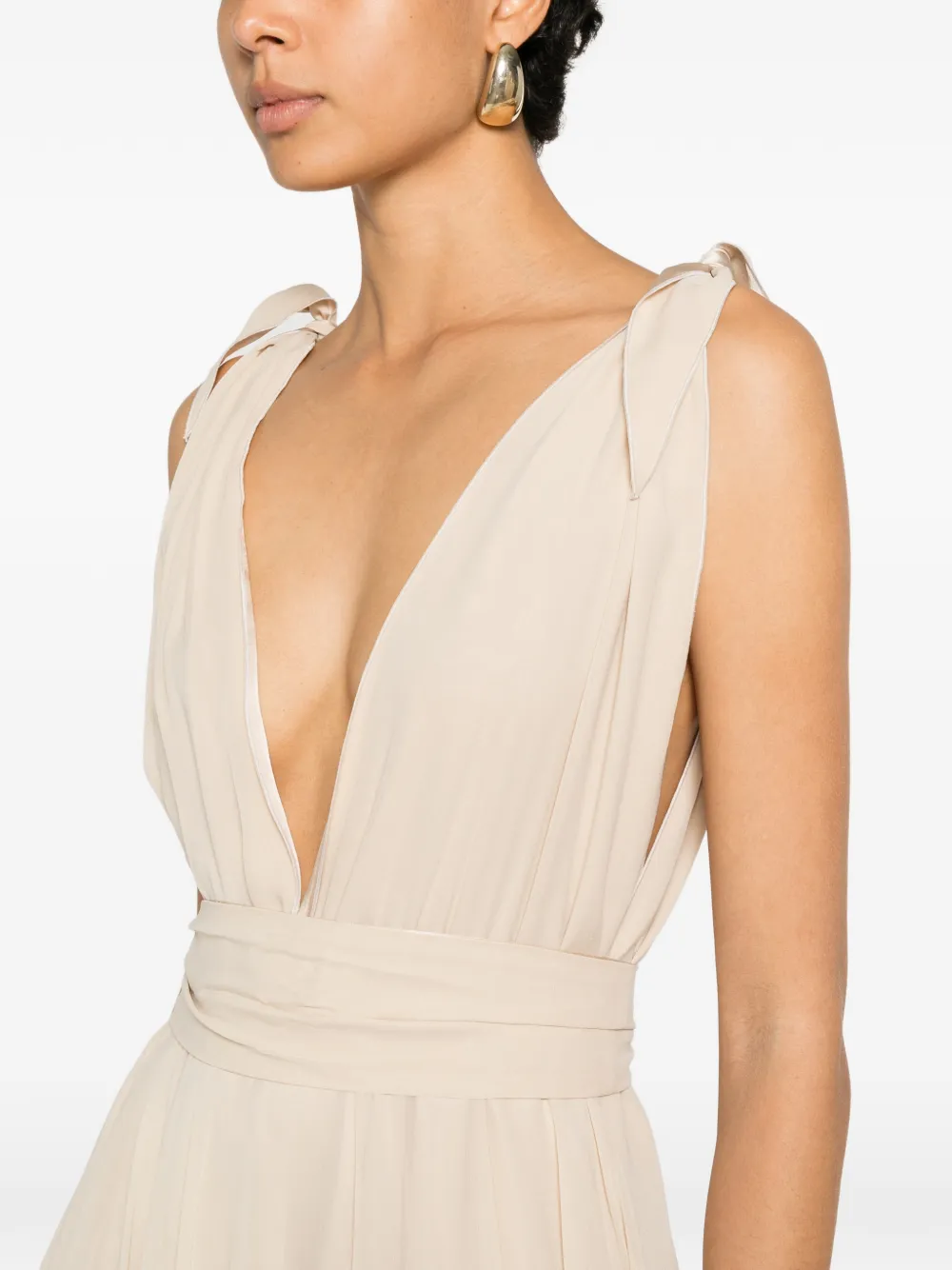 Stephan Janson Midi-jurk met V-hals Beige