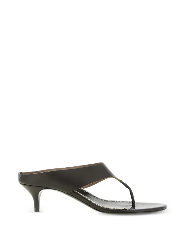 Magda Butrym Curved Stitching Leather Sandals in Brown