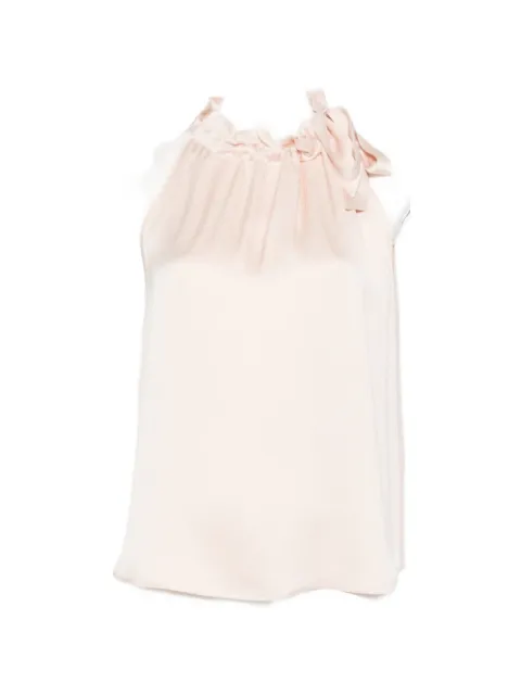 Peserico ruffled-neck tie-fastening top