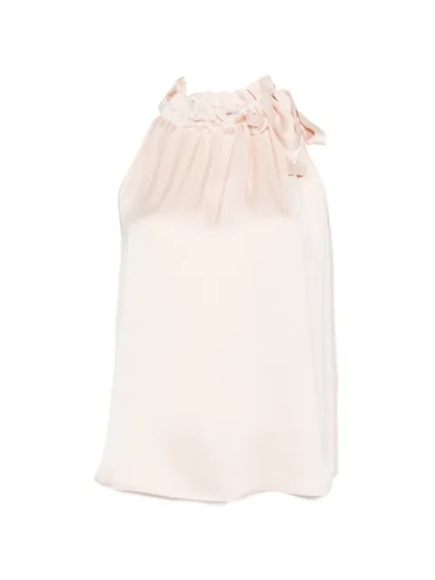 Peserico ruffled-neck tie-fastening top