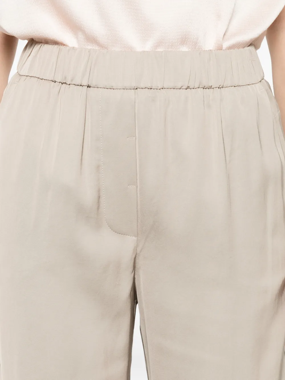 Peserico Broek met elastische tailleband en omgeslagen manchetten Beige