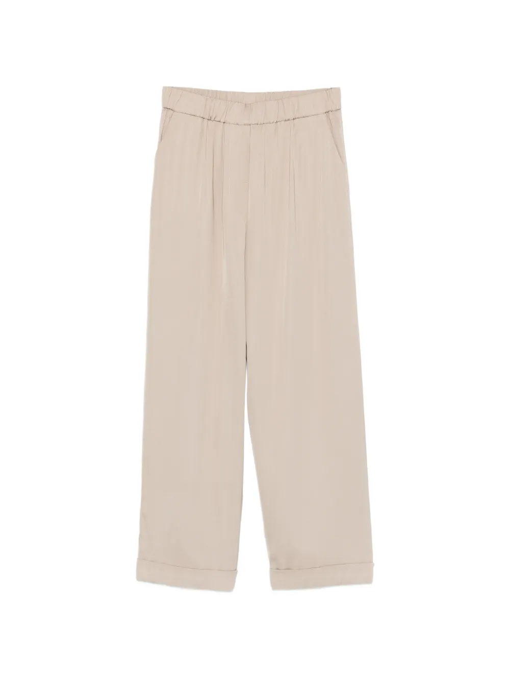 Peserico elasticated-waistband turned-up-cuff trousers - Toni neutri