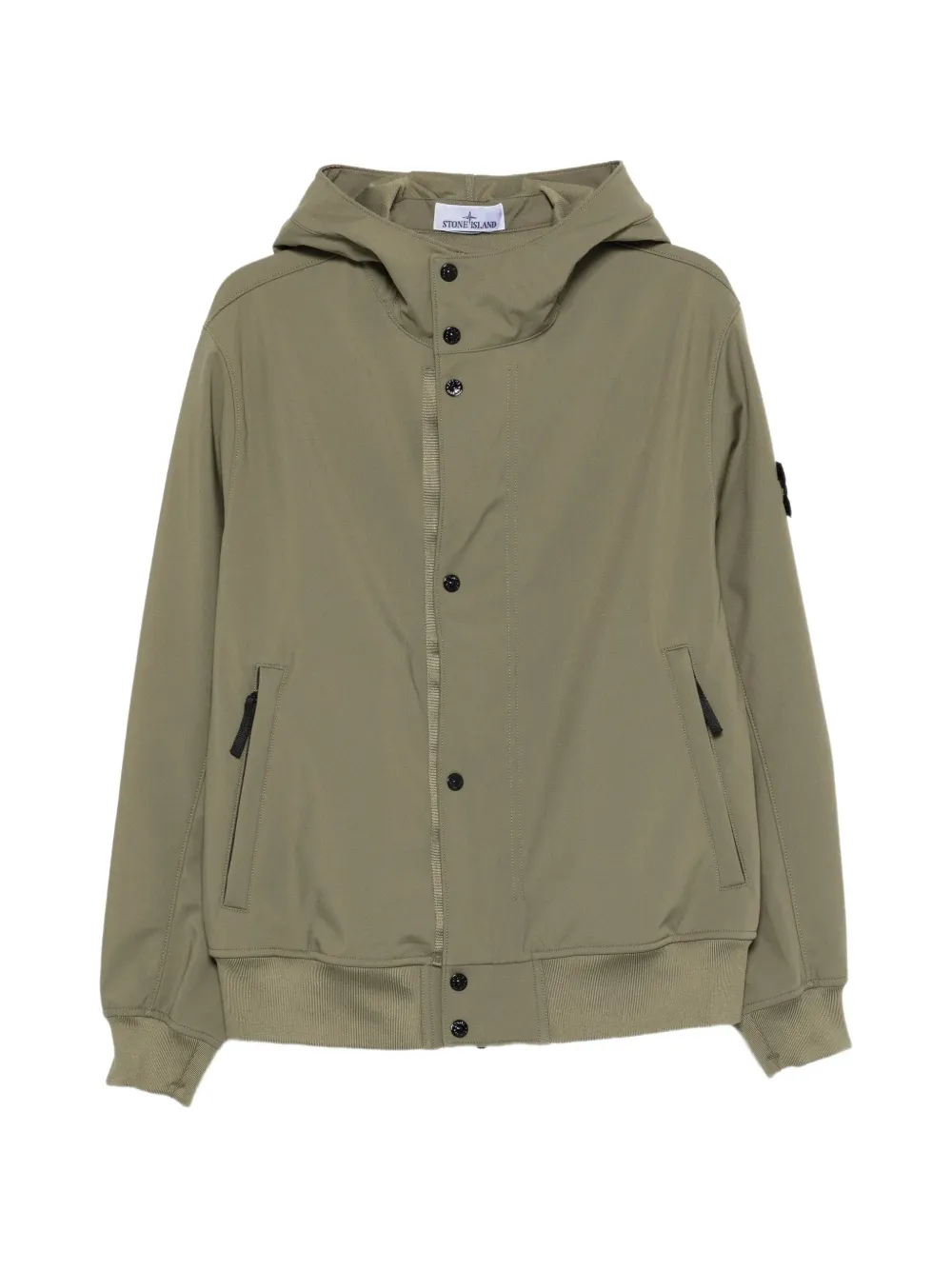 Stone Island Light Soft Shell-R E. Dye hooded jacket - Verde