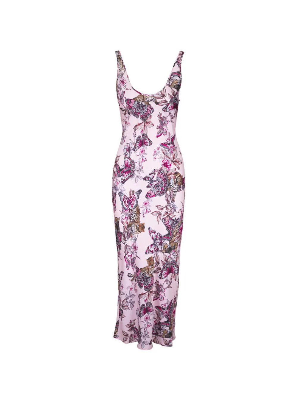L'Agence Akiya butterfly-print midi dress - Rosa