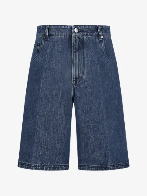 FENDI logo-patch denim shorts