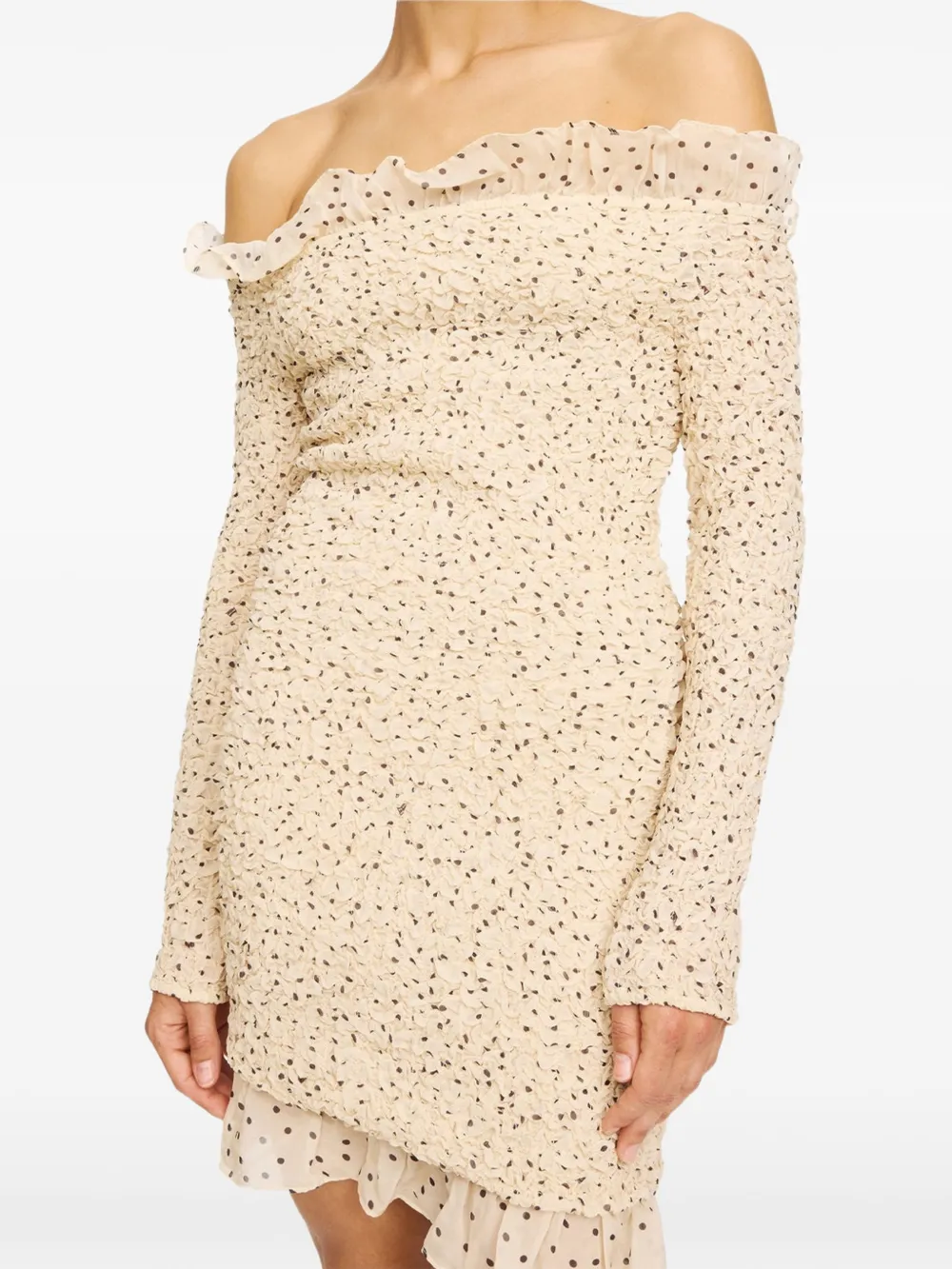 By Malene Birger Corinette ruffled polka-dot dress - Neutrals