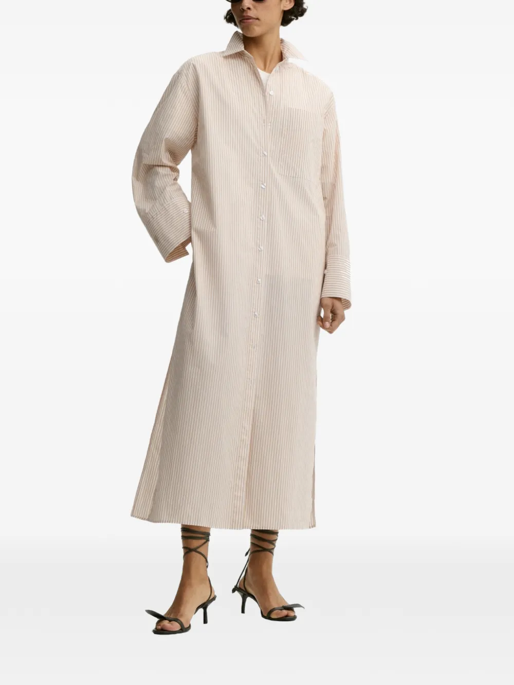 By Malene Birger Perroti gestreepte blousejurk Beige