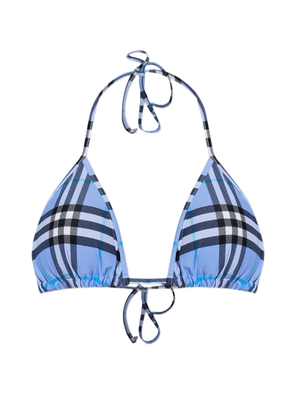 Burberry checked tie-fastening bikini top - Blu