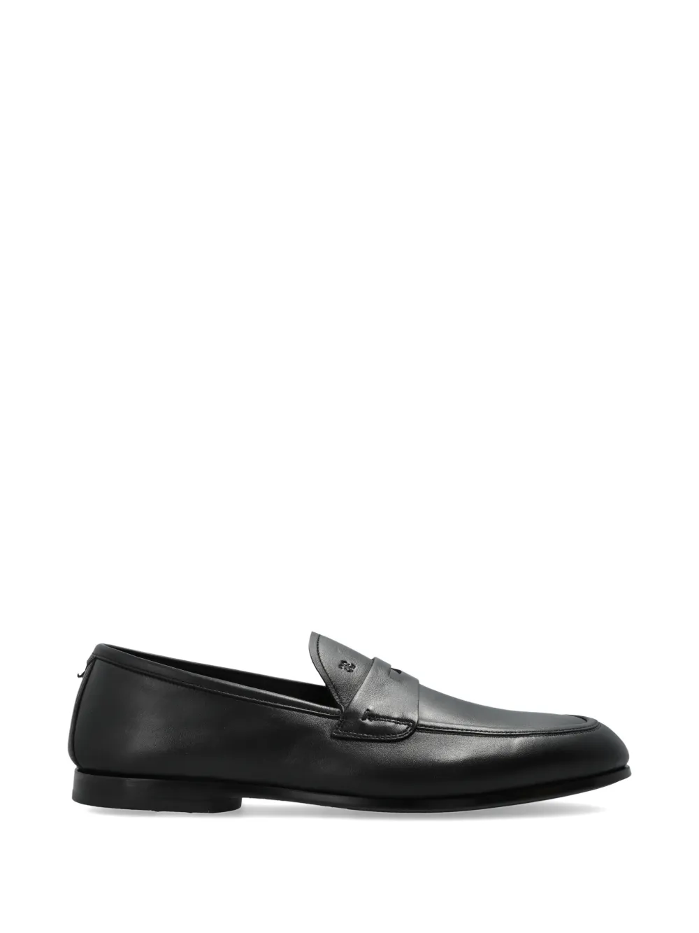 Fabi almond-toe leather loafers Zwart