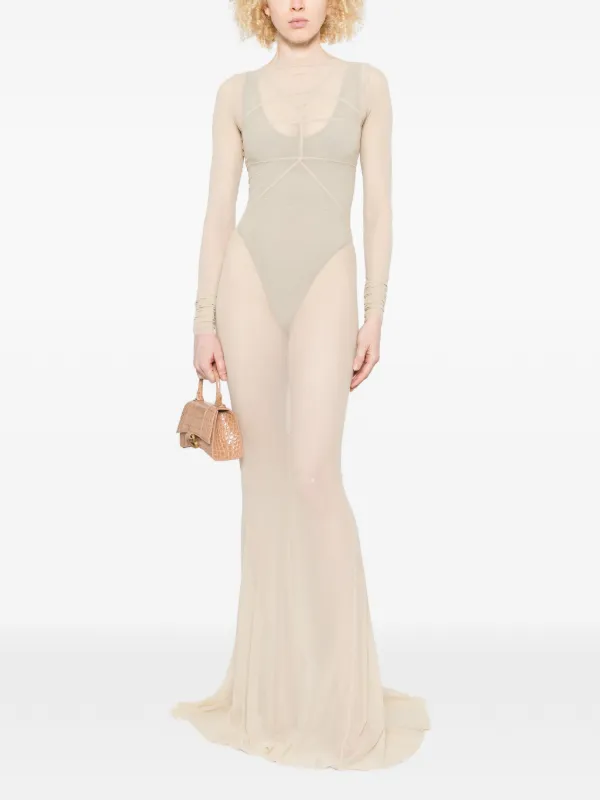 rick owens long sleeve dress Rick Owens Long-sleeve Maxi Dress