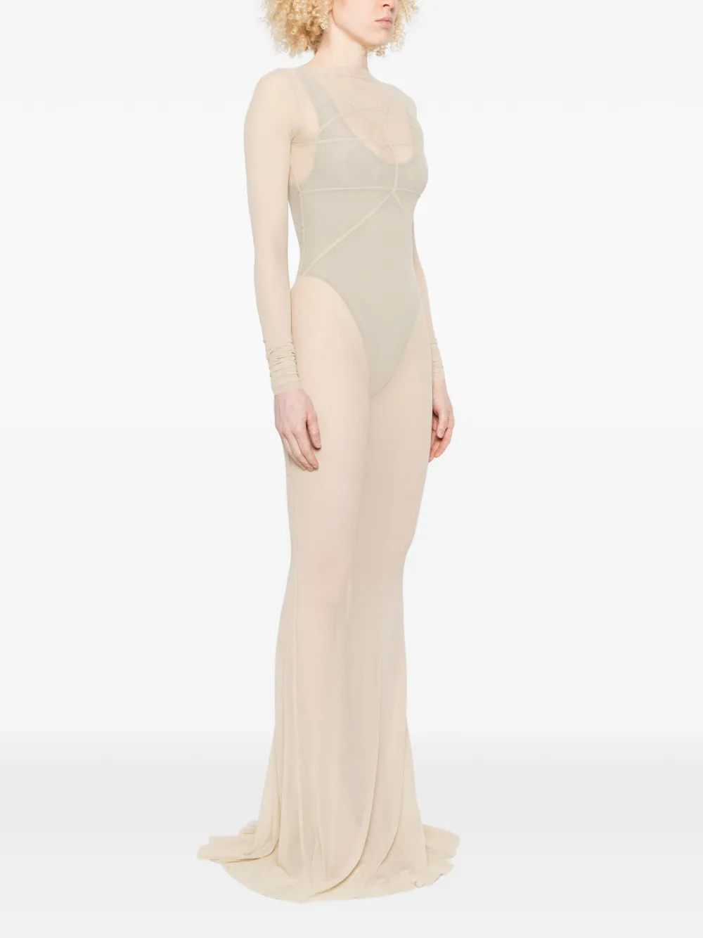 Rick Owens Maxi-jurk met lange mouwen Beige