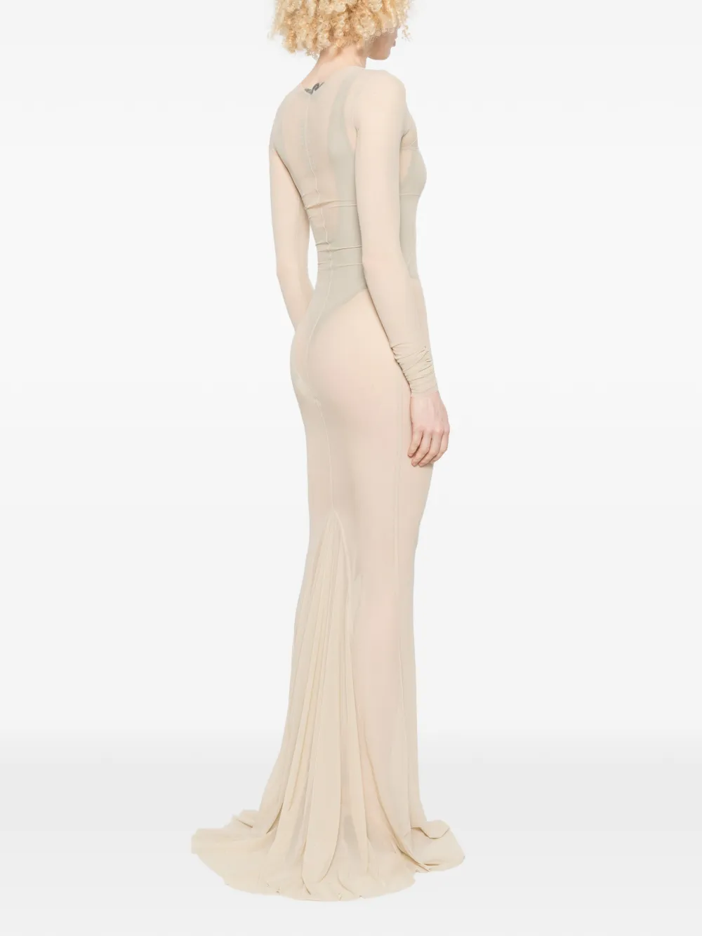 Rick Owens Maxi-jurk met lange mouwen Beige