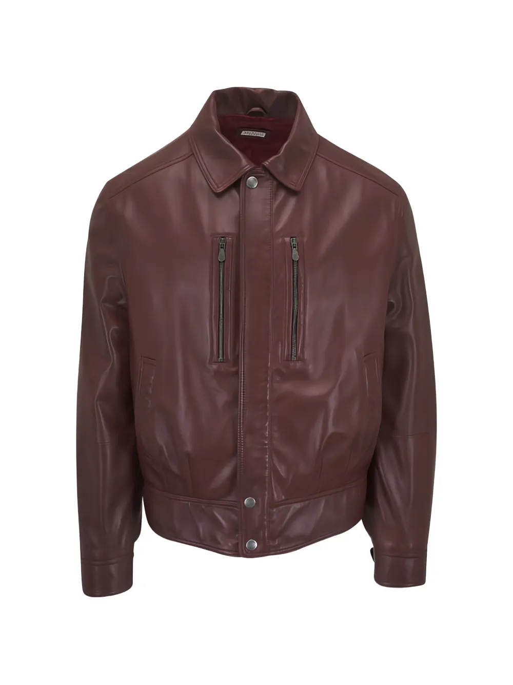 Brunello Cucinelli zip leather jacket - Braun