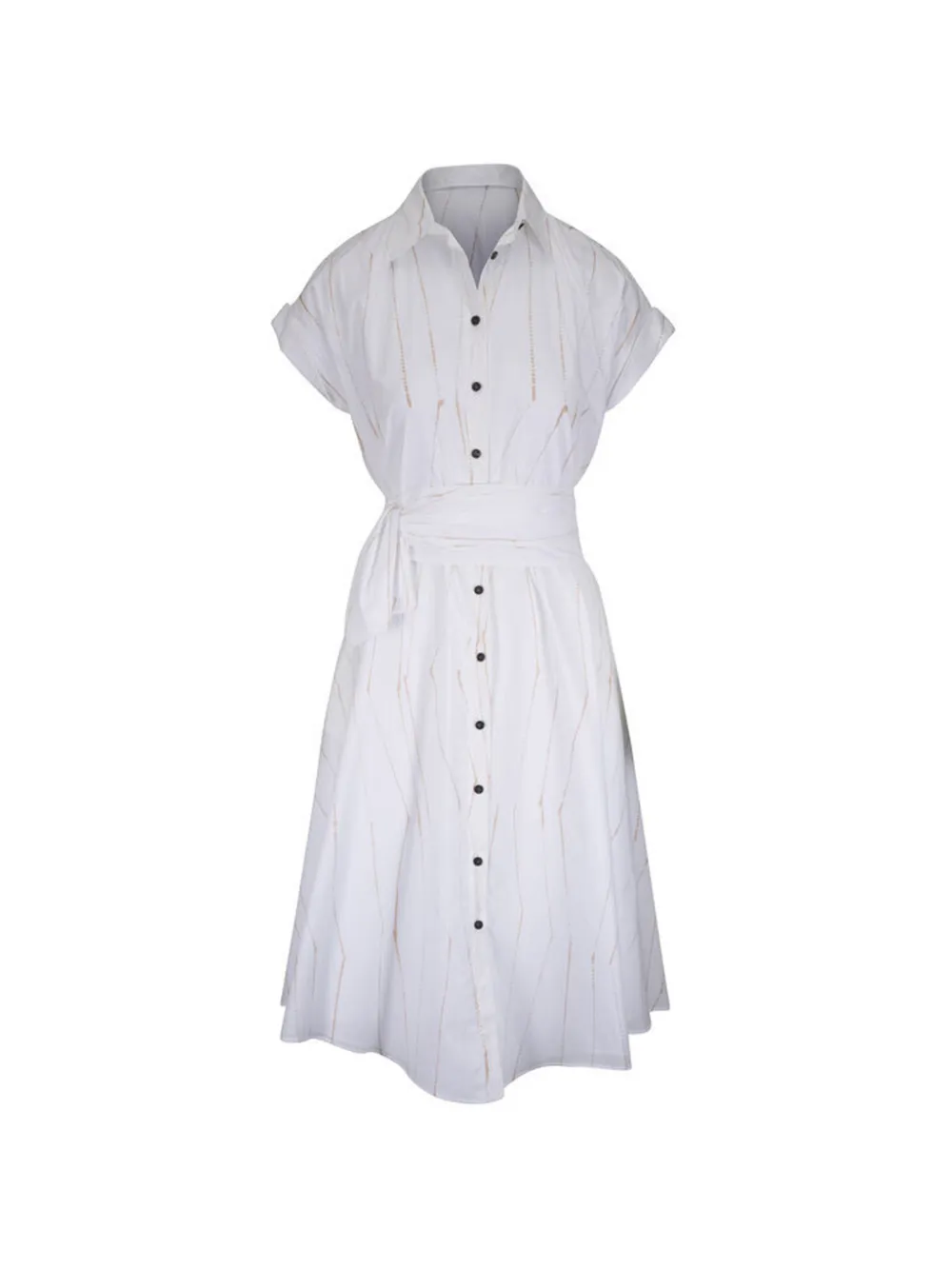 Kiton tie-waist patterned midi dress - Bianco