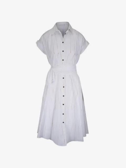 Kiton tie-waist patterned midi dress