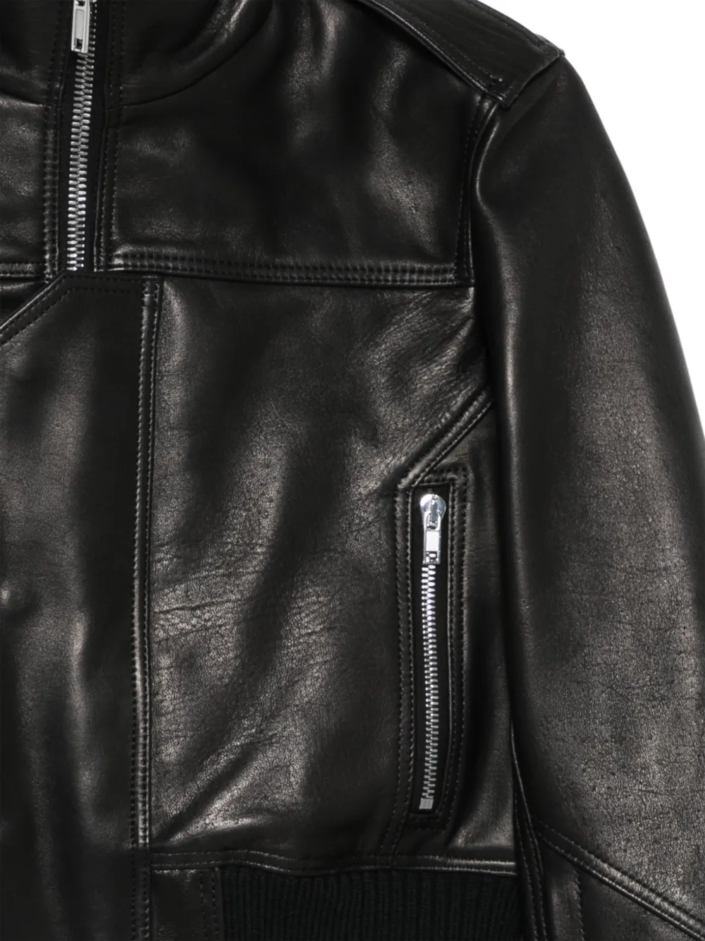 Rick Owens Rev leren jack Zwart