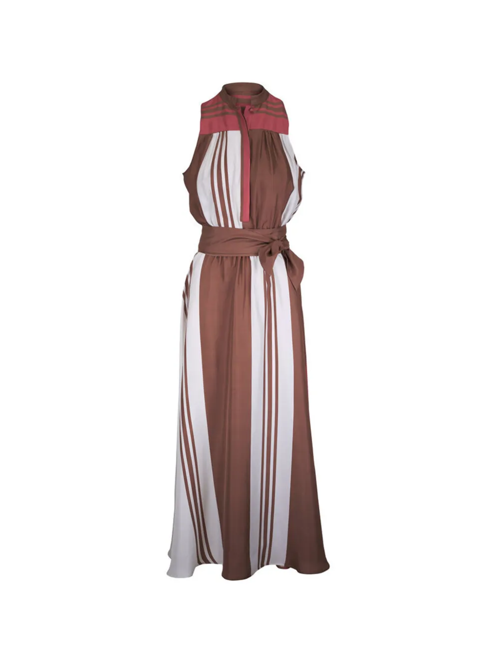 Kiton striped tie-waist maxi dress - Marrone