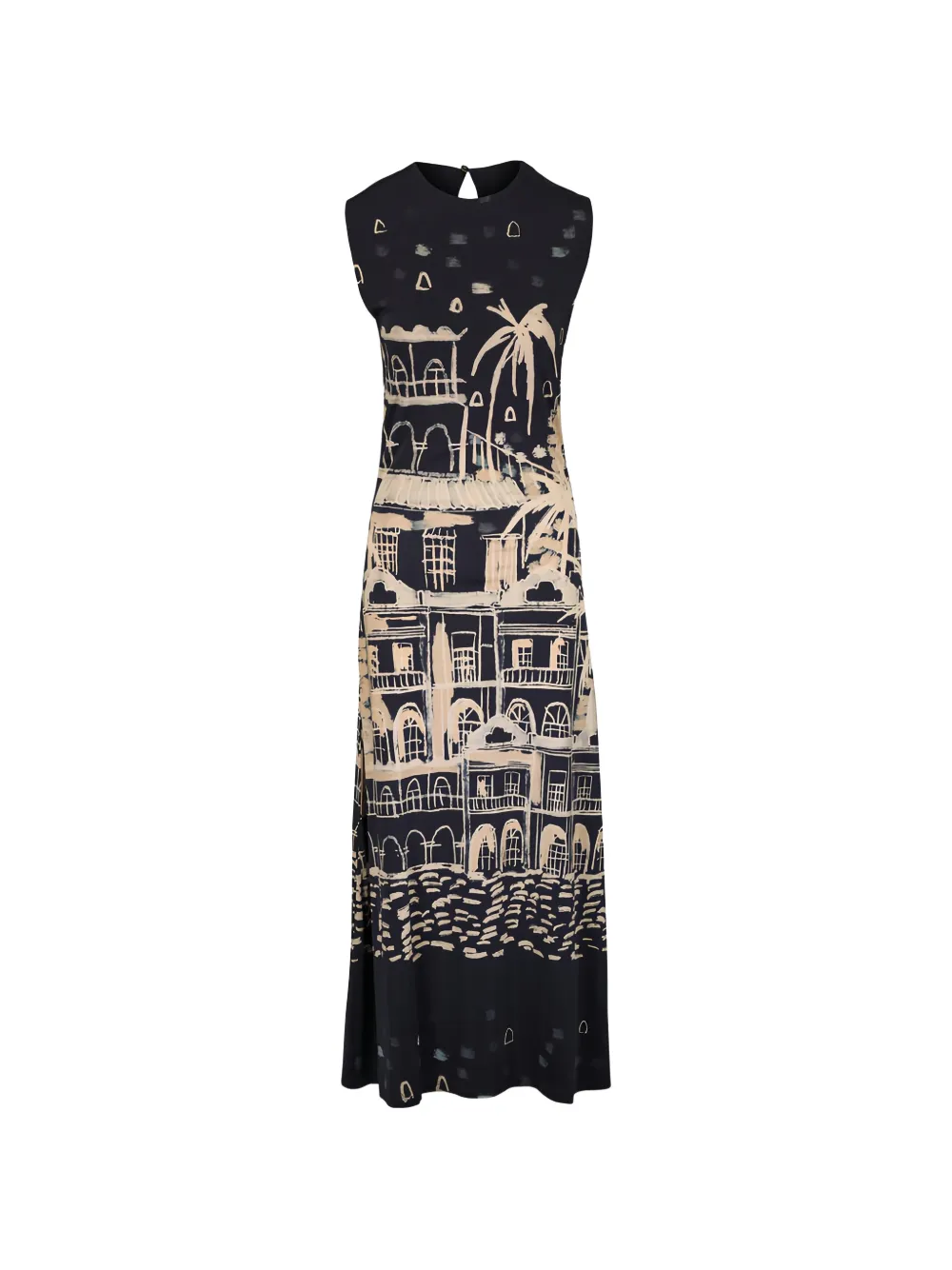 Johanna Ortiz print-detail sleeveless midi dress - Black