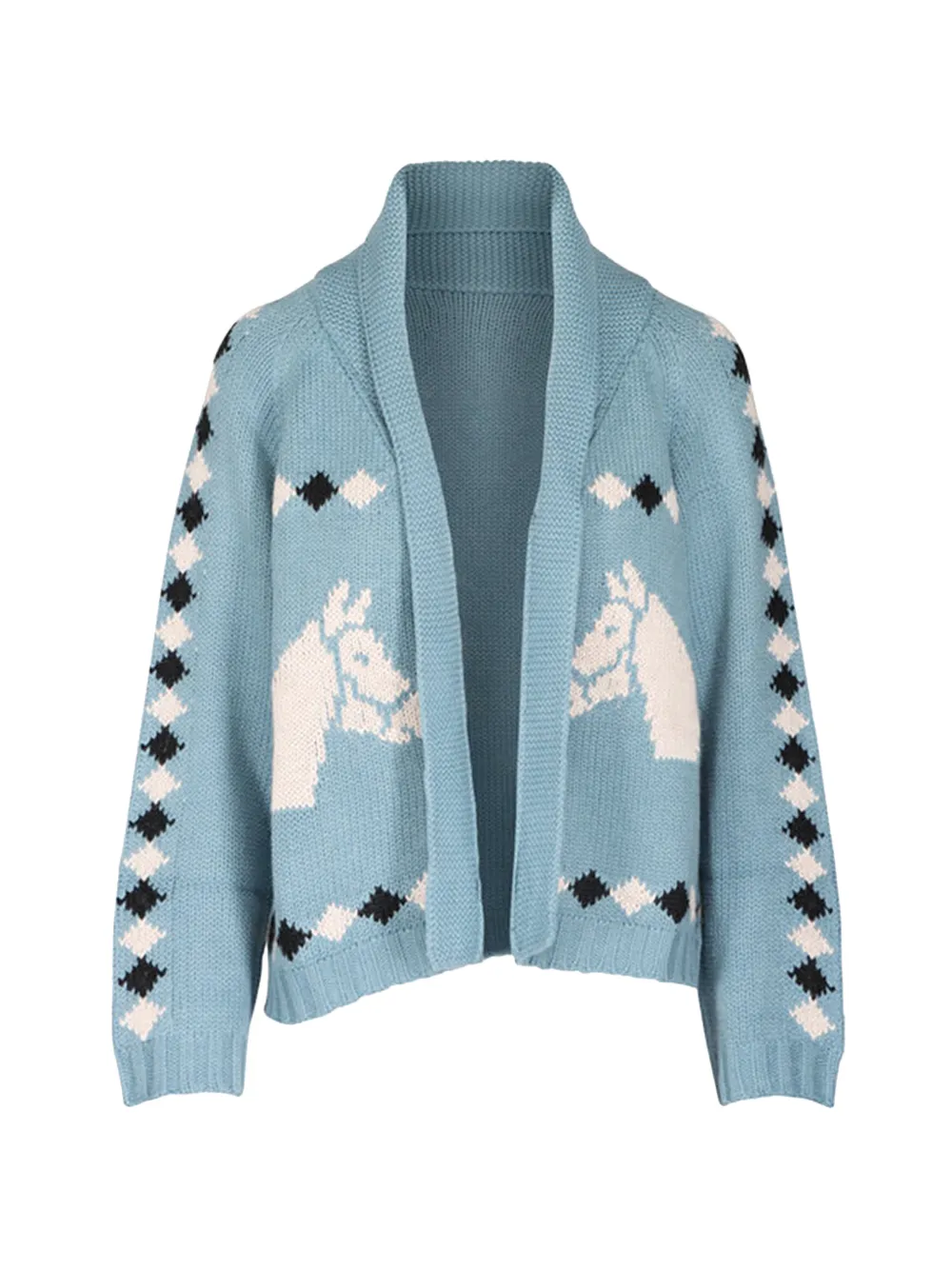 The Great Horse Pattern Cardigan In Blue