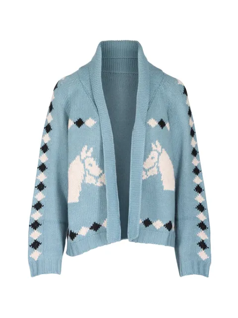 The Great. horse pattern cardigan