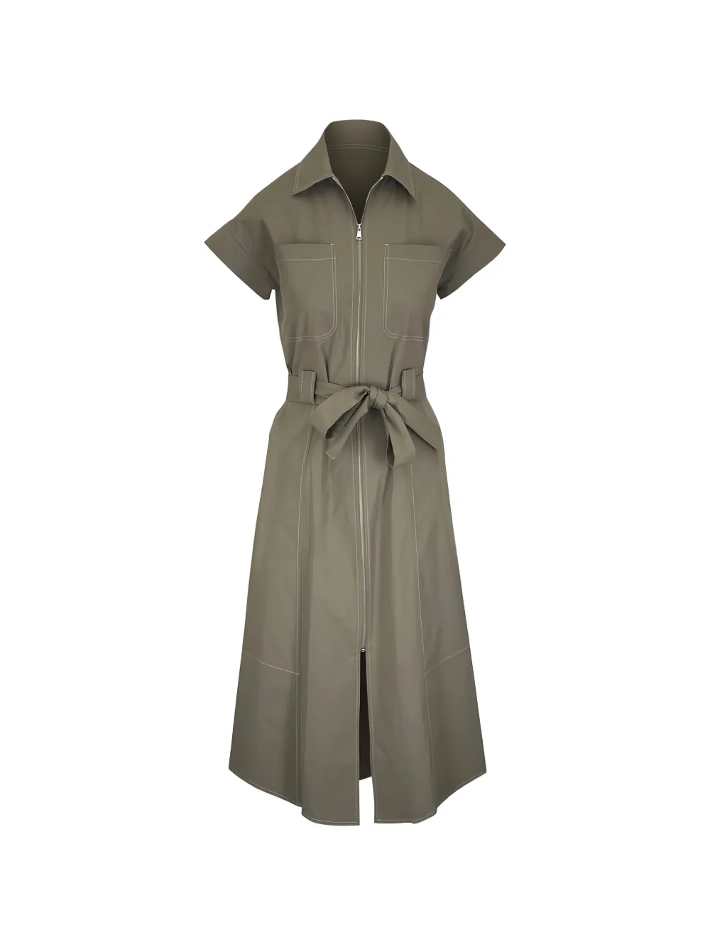 Antonelli belted zipped midi dress - Verde