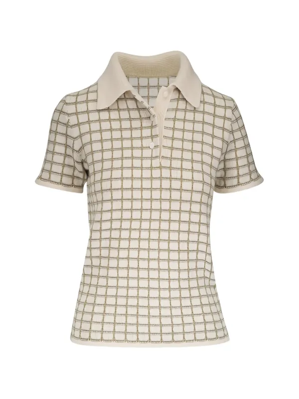 The Elder Statesman Check-pattern Short-sleeve Polo Shirt in Neutrals