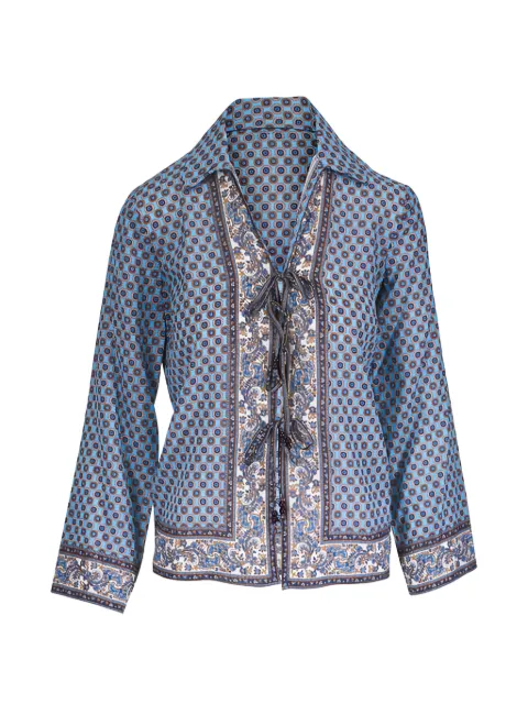 Veronica Beard Eva printed tie-neck blouse