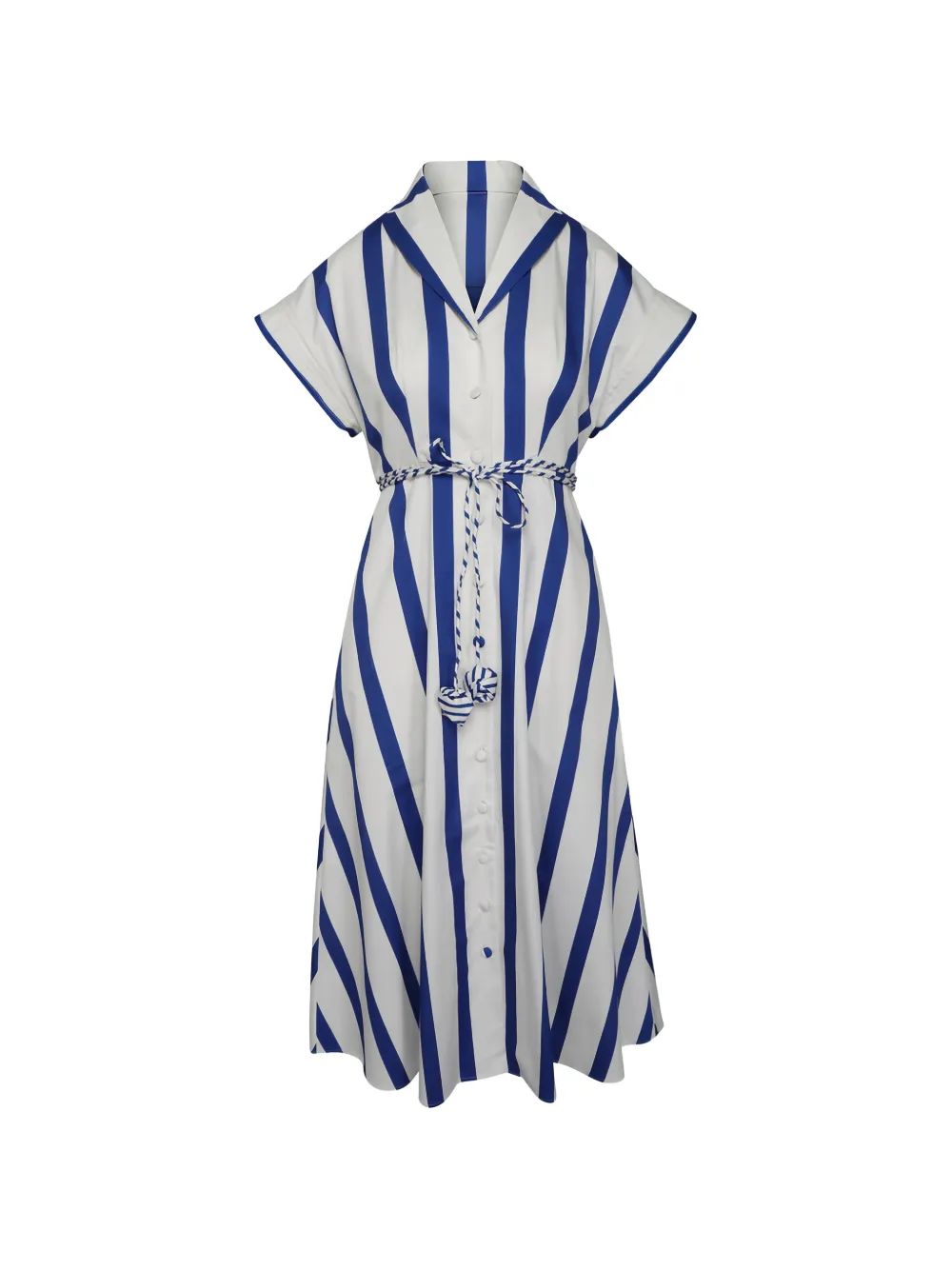 Leo Lin Abito midi Aubrey a righe - Blu