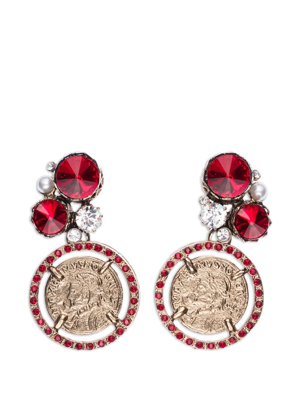 THOT GIOIELLI coin-shape embellished earrings - Gold