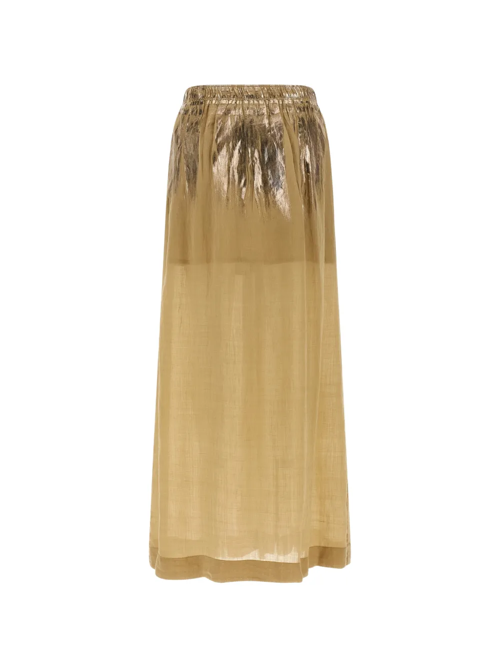  Nude Laminated Varnish Elastic Mid Skirt - Yellow 
