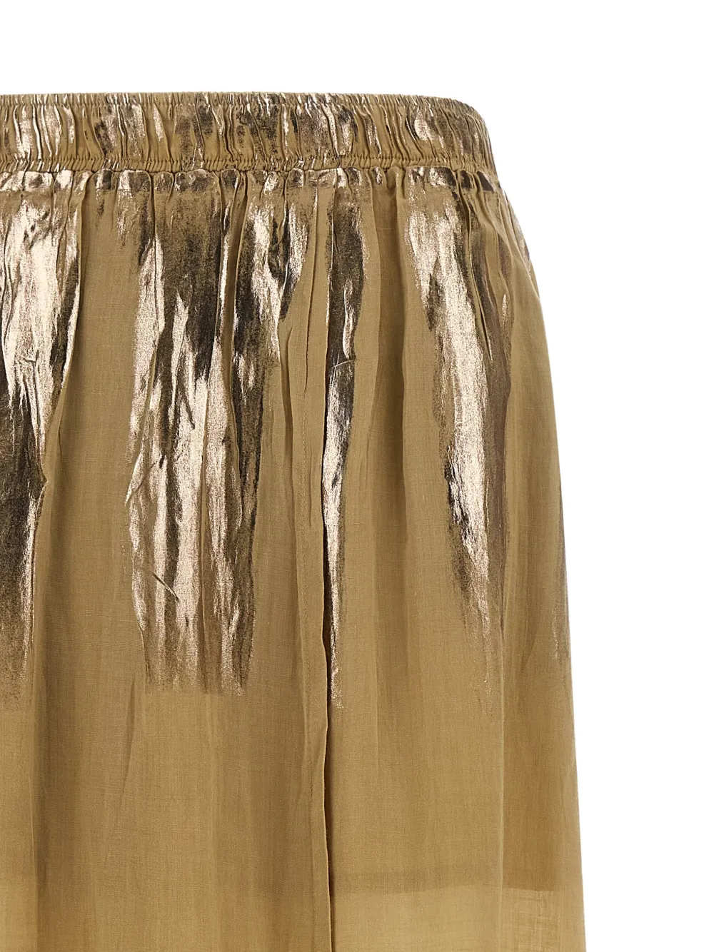  Nude Laminated Varnish Elastic Mid Skirt - Yellow 