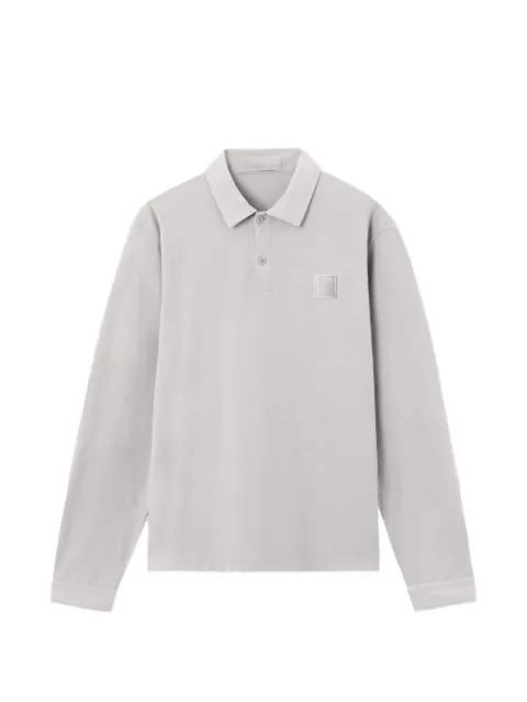 Stone Island 2200004 organic cotton jersey crepe Ghost slim-fit long-sleeve polo with tonal compass patch