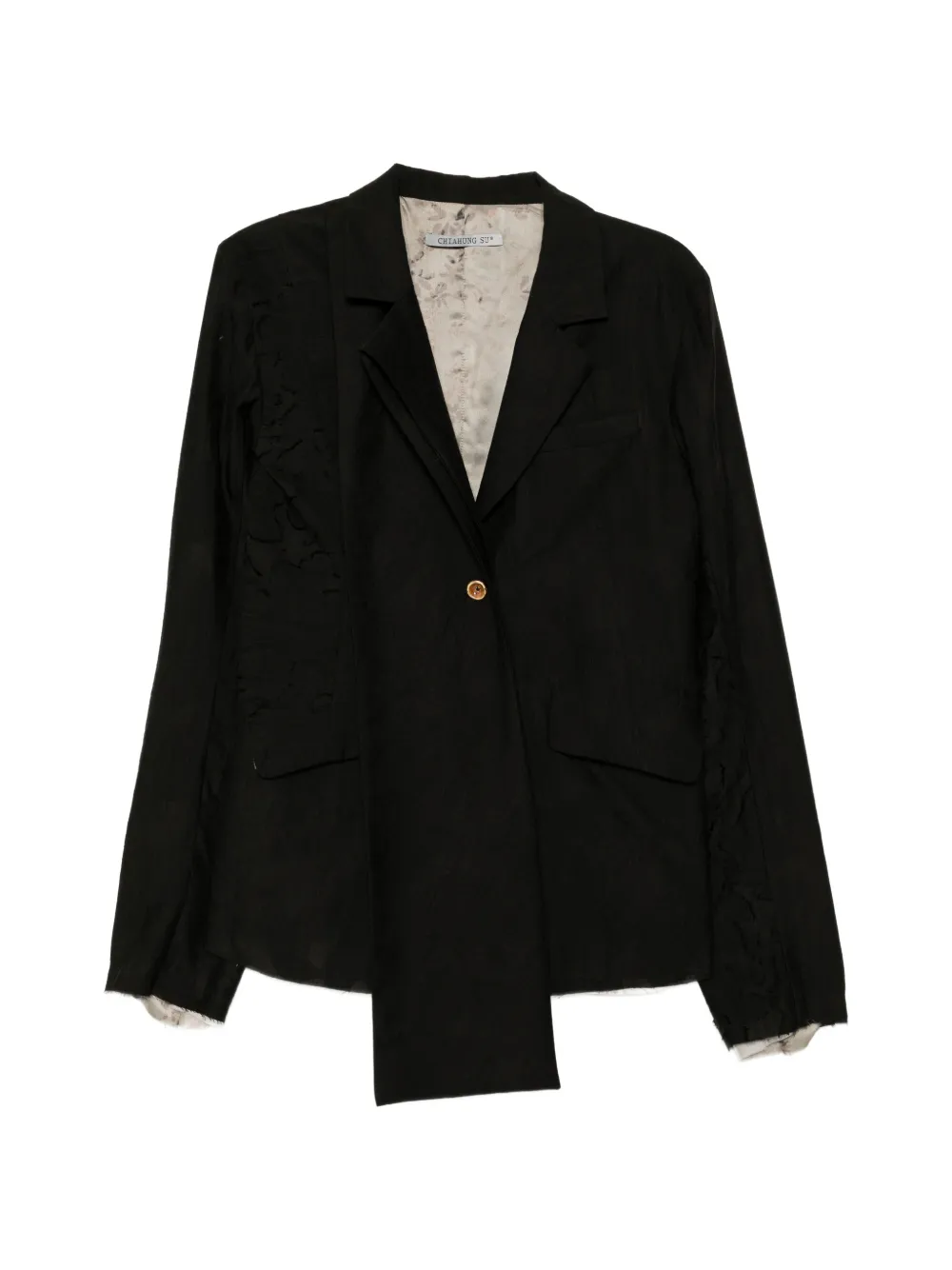 CHIAHUNG SU reversible lapel-scarf blazer - Black