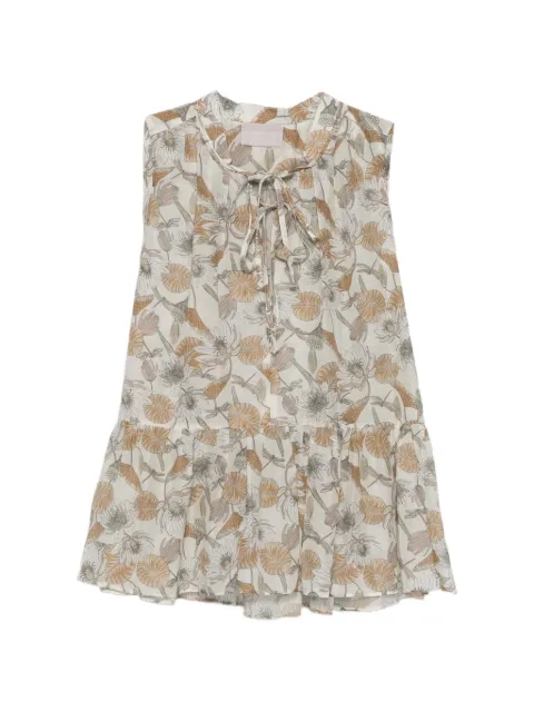 Hemisphere floral-print  tie-neck top