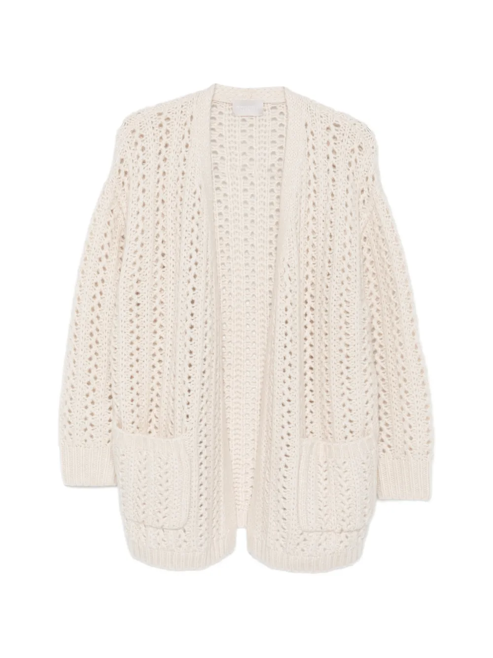 Hemisphere Open-knit Patch-pockets Cardigan In Neutral