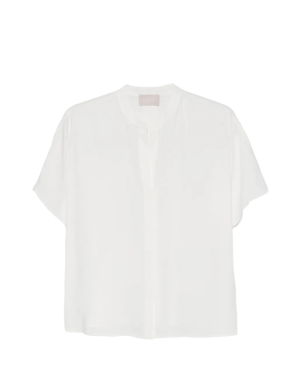 Hemisphere Short-sleeve Collarless Top In White