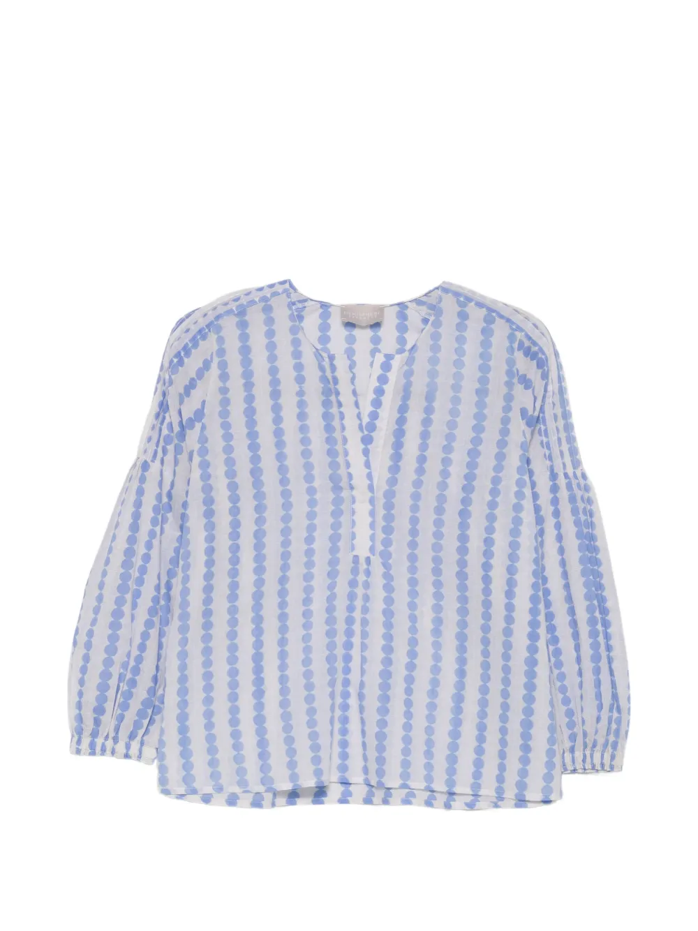 Hemisphere Striped Polka-dot Blouse In White