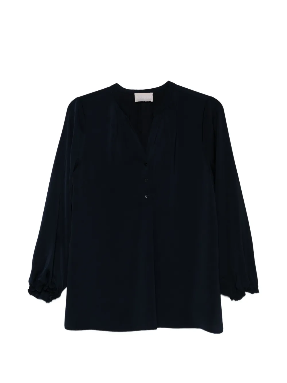 Hemisphere V-neck Ruched-detail Blouse In Black