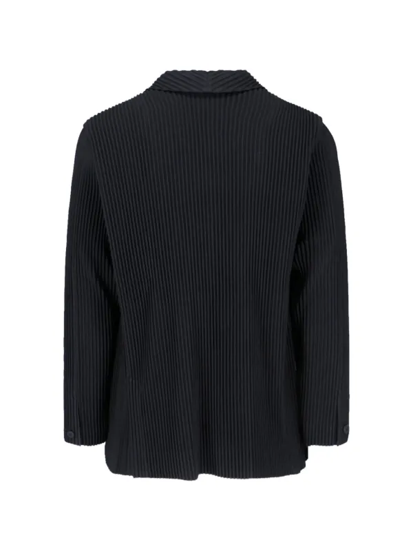 Homme Plissé Issey Miyake Pleated double-breasted Blazer | Black